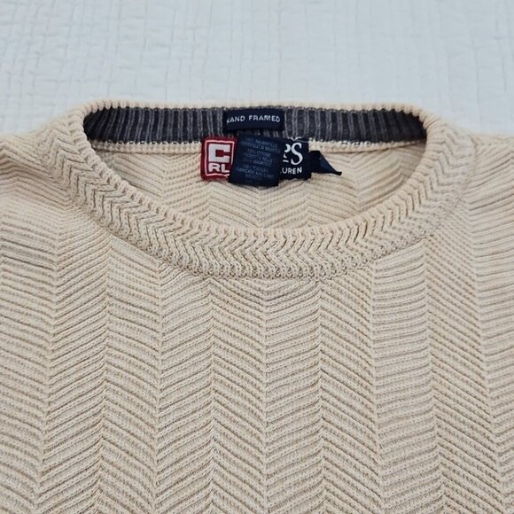 Ralph Lauren Chaps Hand Framed Sweater Men's Size XL Wheat Straw Cotton Texture - Picture 4 of 13